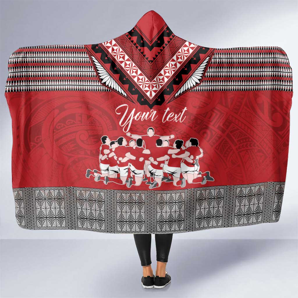 Personalised Tonga Rugby Pacific Hooded Blanket Ikale Tahi Sipi Tau