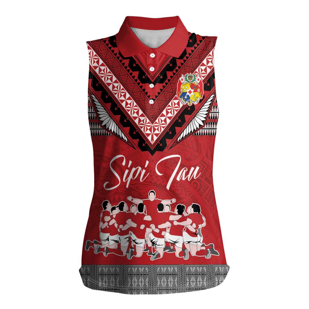 Personalised Tonga Rugby Pacific Women Sleeveless Polo Shirt Ikale Tahi Sipi Tau