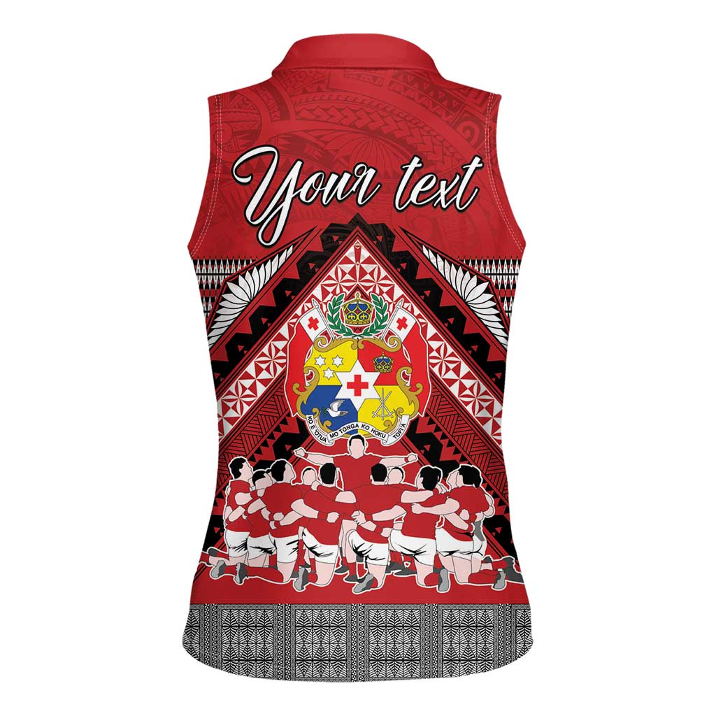 Personalised Tonga Rugby Pacific Women Sleeveless Polo Shirt Ikale Tahi Sipi Tau