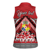 Personalised Tonga Rugby Pacific Women Sleeveless Polo Shirt Ikale Tahi Sipi Tau