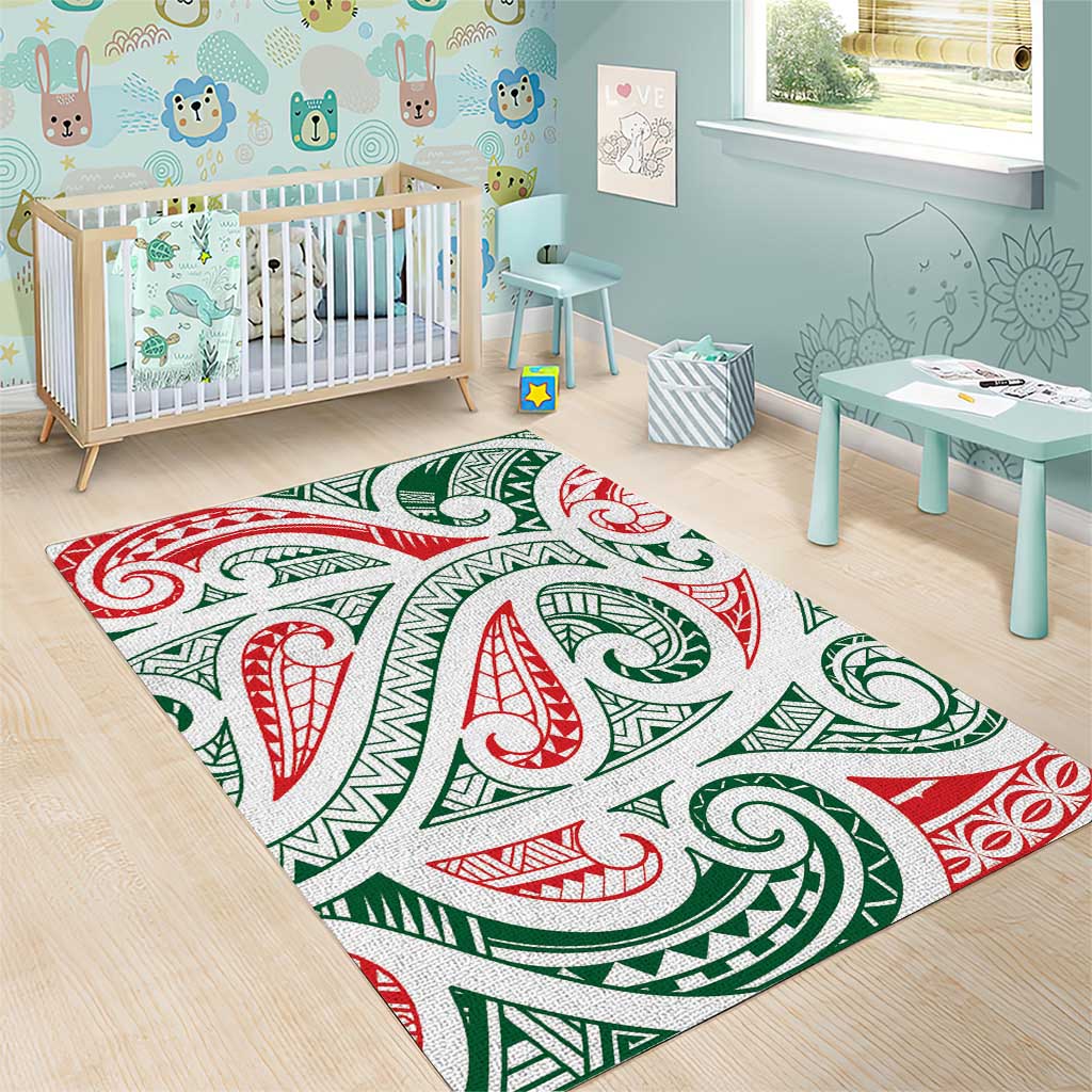 New Zealand Kowhaiwhai Christmas Area Rug Traditional Maori Koru Pattern - Polynesian Pride