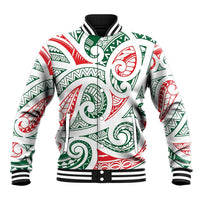 New Zealand Kowhaiwhai Christmas Baseball Jacket Traditional Maori Koru Pattern LT9 Unisex White - Polynesian Pride