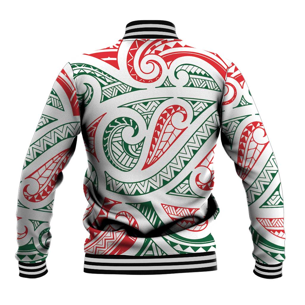 New Zealand Kowhaiwhai Christmas Baseball Jacket Traditional Maori Koru Pattern LT9 - Polynesian Pride