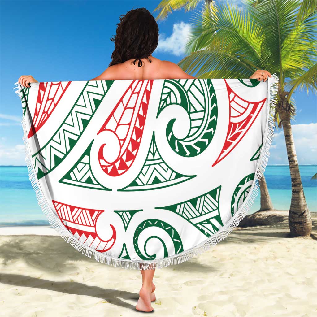 New Zealand Kowhaiwhai Christmas Beach Blanket Traditional Maori Koru Pattern - Polynesian Pride