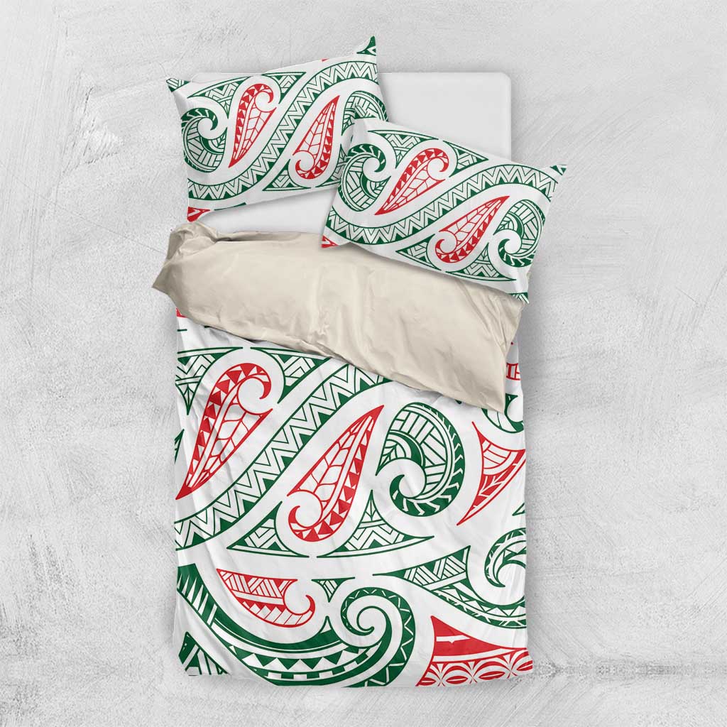 New Zealand Kowhaiwhai Christmas Bedding Set Traditional Maori Koru Pattern - Polynesian Pride