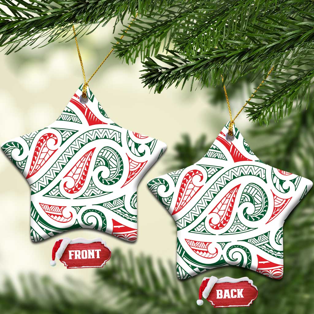 New Zealand Kowhaiwhai Christmas Ceramic Ornament Traditional Maori Koru Pattern - Polynesian Pride