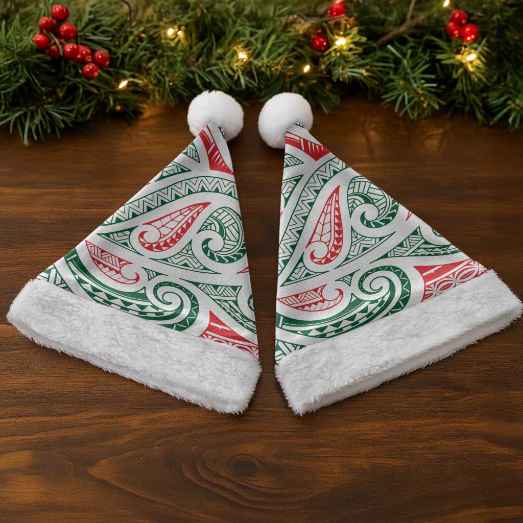New Zealand Kowhaiwhai Christmas Santa Hat Traditional Maori Koru Pattern - Polynesian Pride