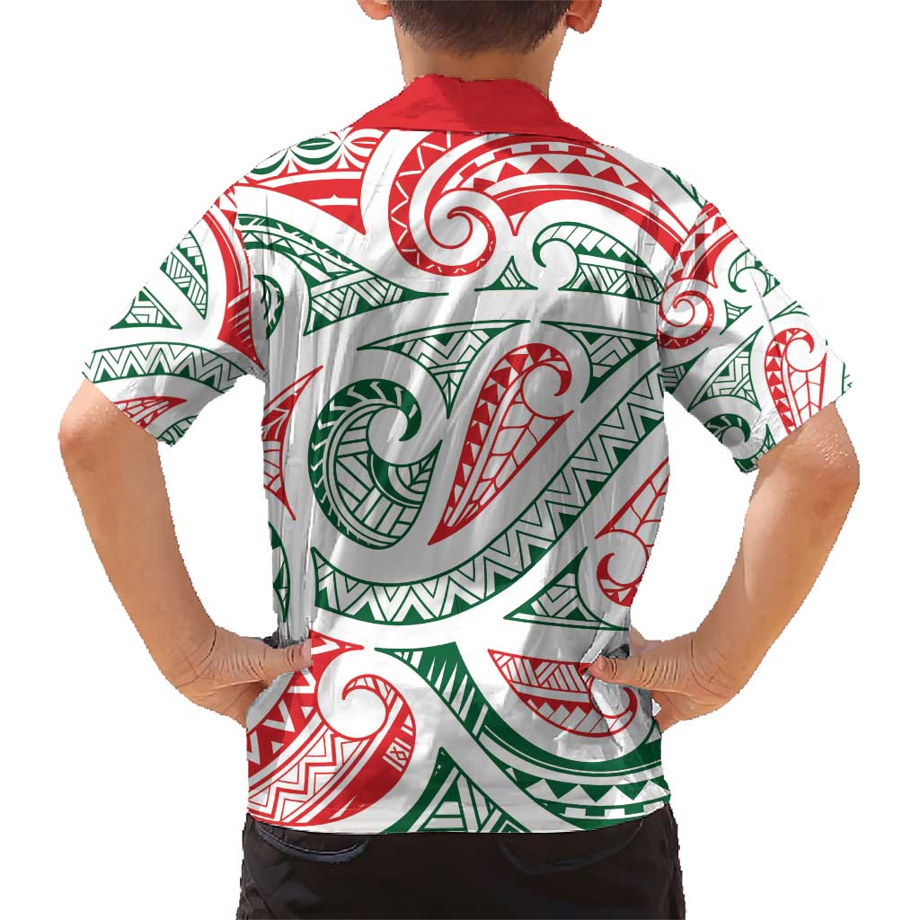New Zealand Kowhaiwhai Christmas Family Matching Short Sleeve Bodycon Dress and Hawaiian Shirt Traditional Maori Koru Pattern LT9 - Polynesian Pride