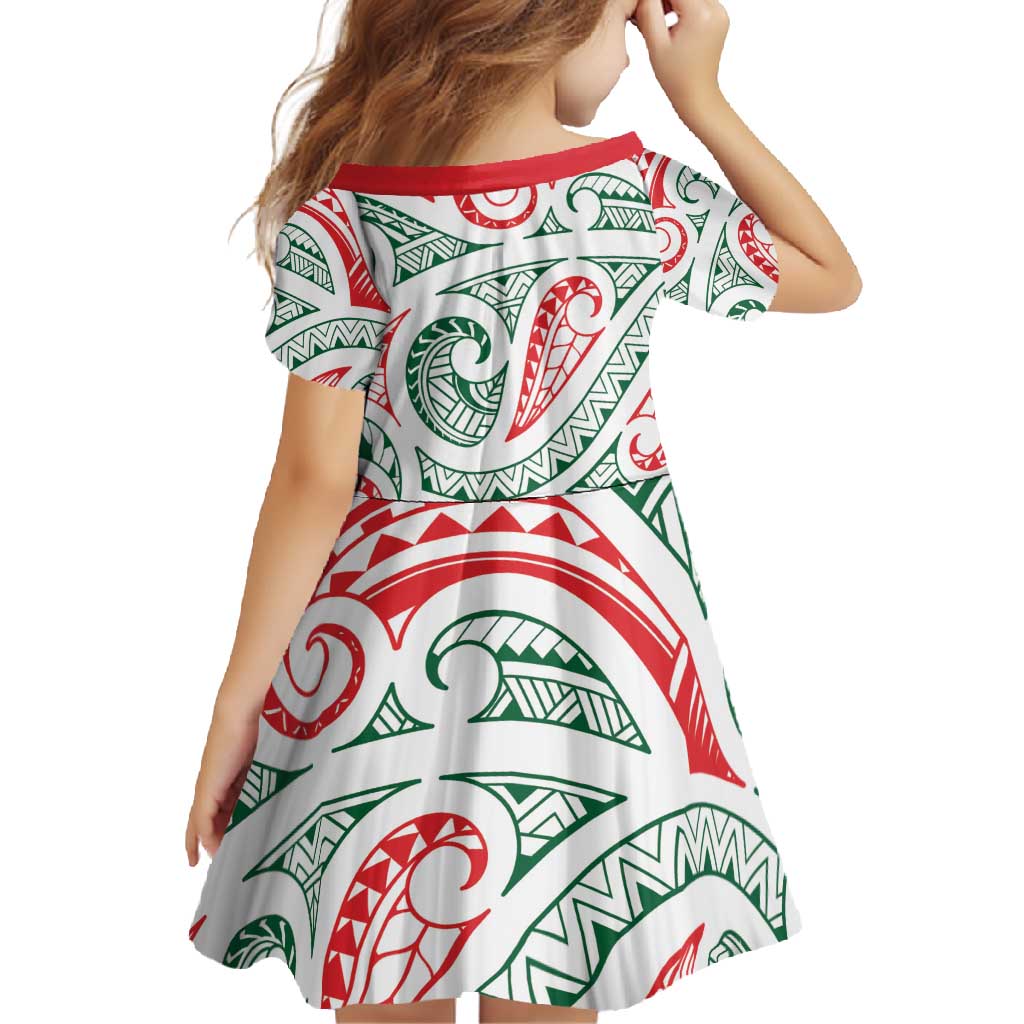 New Zealand Kowhaiwhai Christmas Family Matching Short Sleeve Bodycon Dress and Hawaiian Shirt Traditional Maori Koru Pattern LT9 - Polynesian Pride