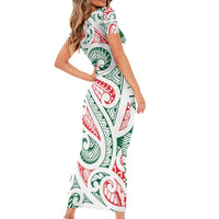 New Zealand Kowhaiwhai Christmas Family Matching Short Sleeve Bodycon Dress and Hawaiian Shirt Traditional Maori Koru Pattern LT9 - Polynesian Pride