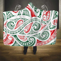 New Zealand Kowhaiwhai Christmas Hooded Blanket Traditional Maori Koru Pattern - Polynesian Pride