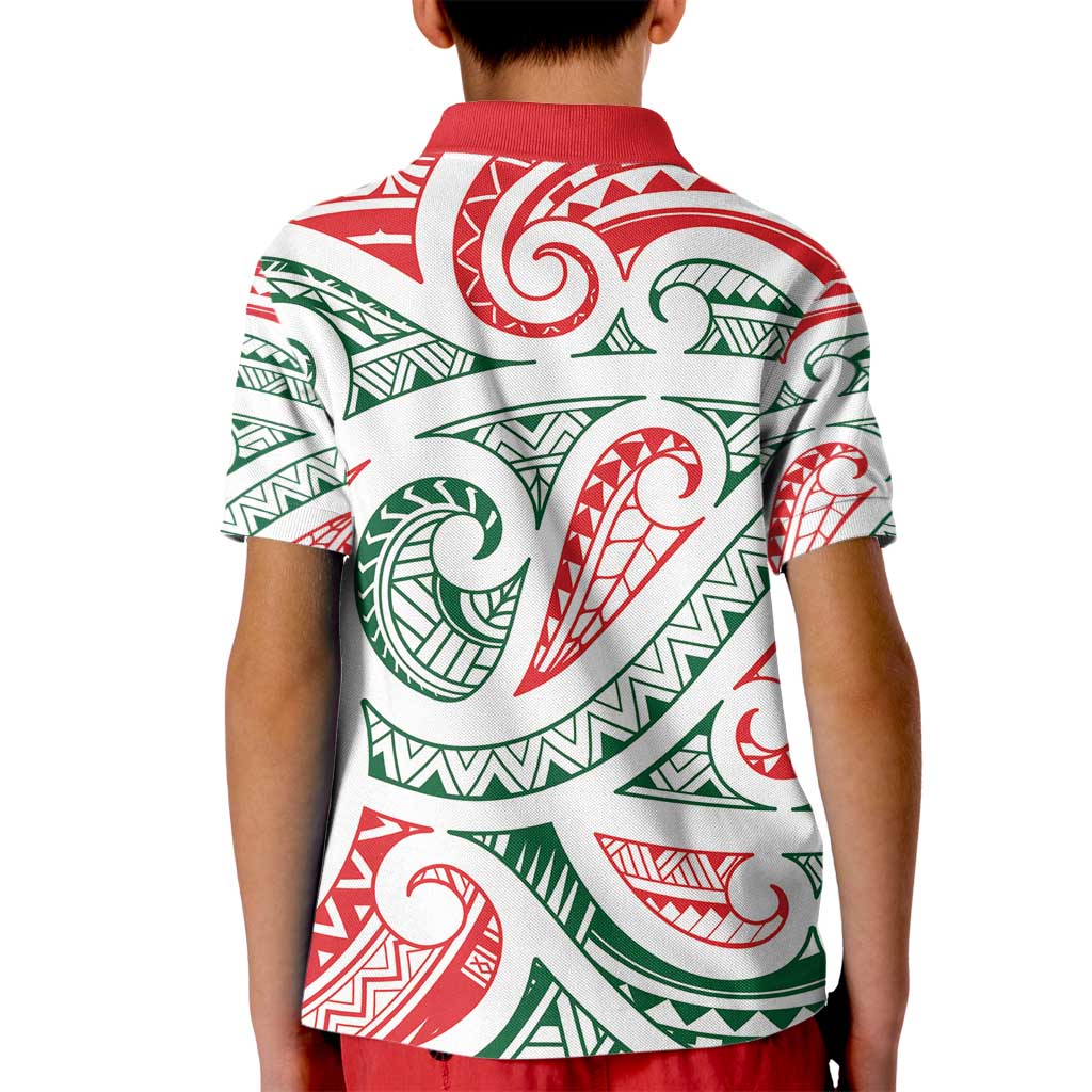 New Zealand Kowhaiwhai Christmas Kid Polo Shirt Traditional Maori Koru Pattern - Polynesian Pride