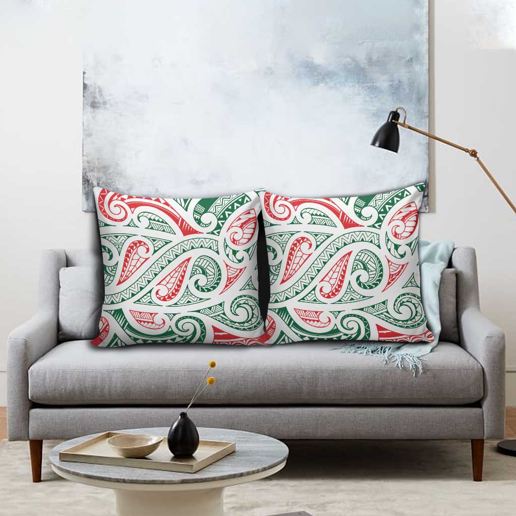 New Zealand Kowhaiwhai Christmas Pillow Cover Traditional Maori Koru Pattern - Polynesian Pride