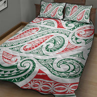 New Zealand Kowhaiwhai Christmas Quilt Bed Set Traditional Maori Koru Pattern - Polynesian Pride
