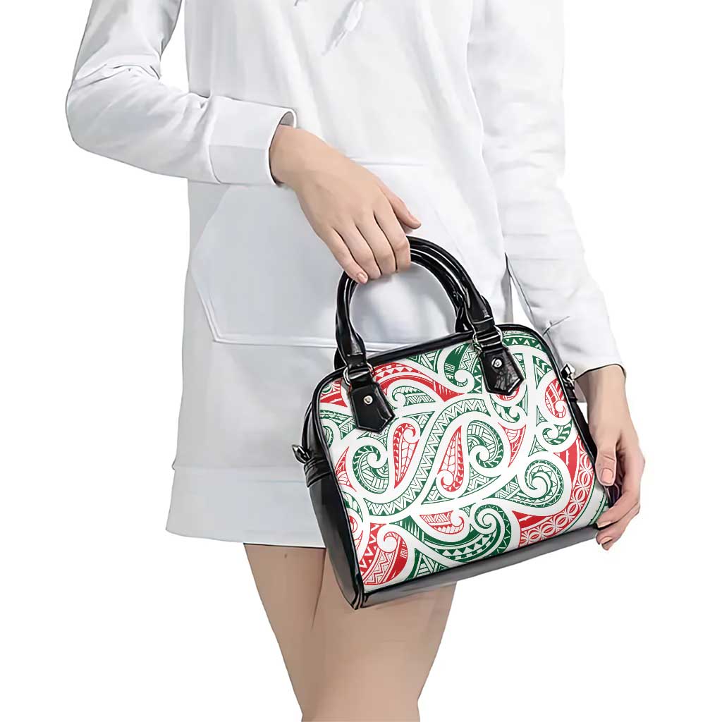 New Zealand Kowhaiwhai Christmas Shoulder Handbag Traditional Maori Koru Pattern - Polynesian Pride
