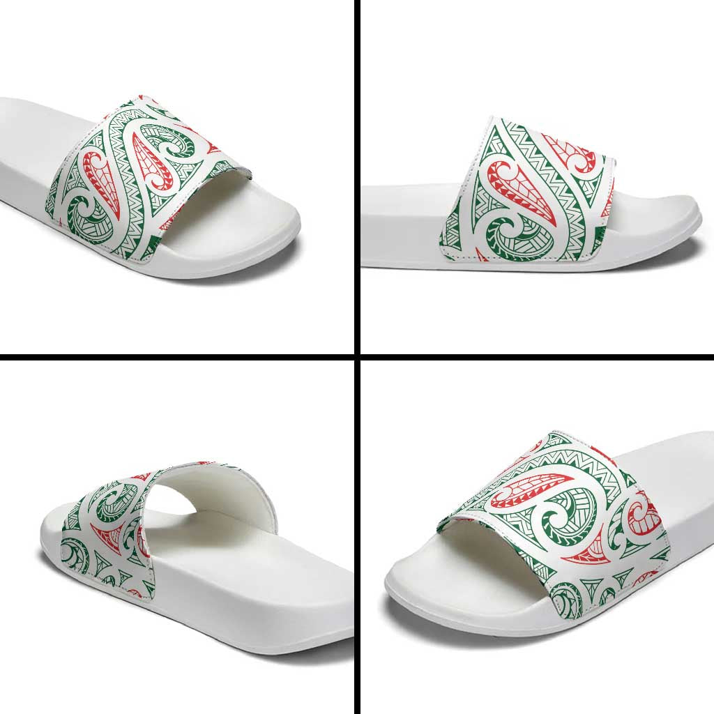 New Zealand Kowhaiwhai Christmas Slide Sandals Traditional Maori Koru Pattern - Polynesian Pride