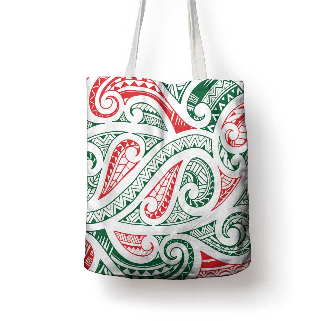 New Zealand Kowhaiwhai Christmas Tote Bag Traditional Maori Koru Pattern - Polynesian Pride