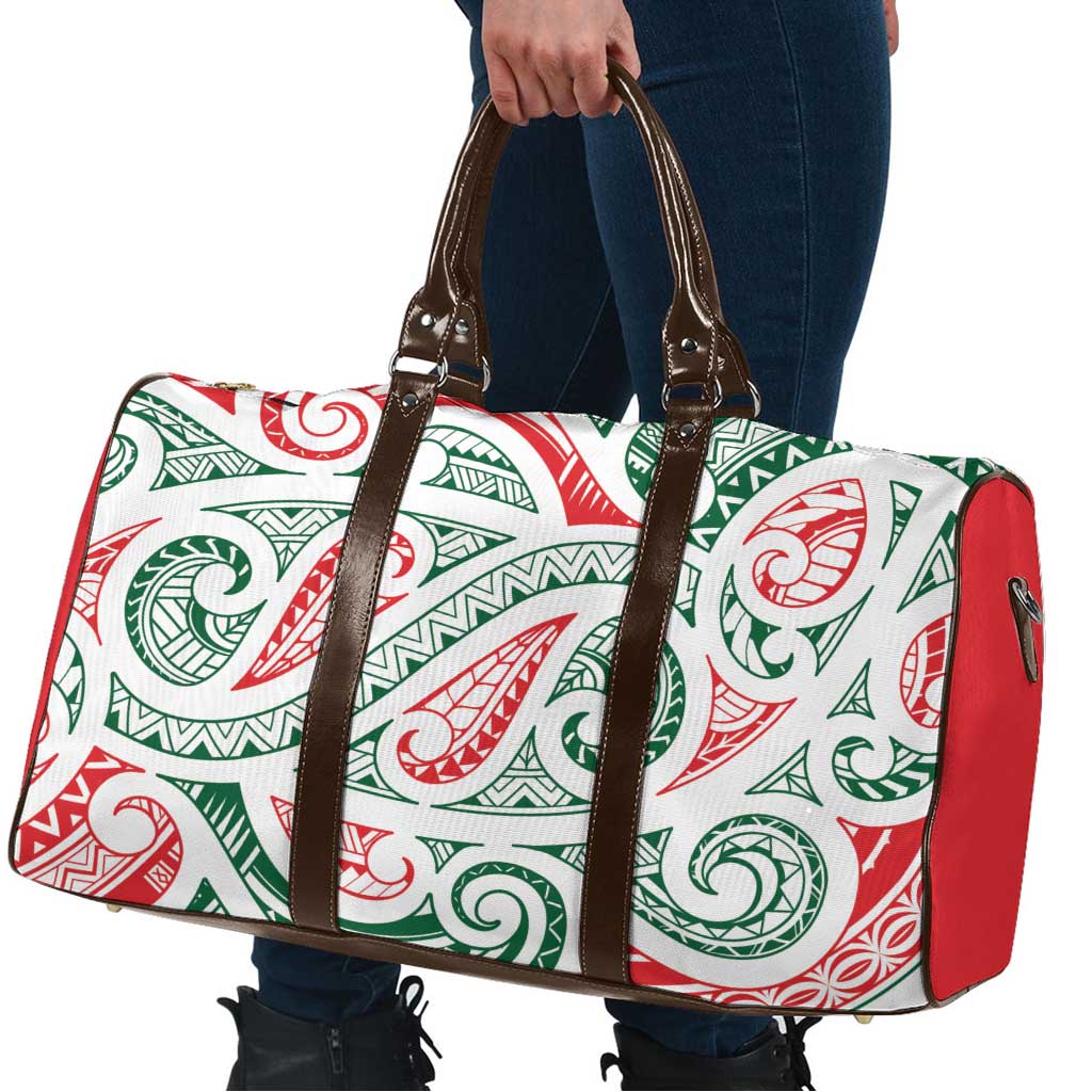 New Zealand Kowhaiwhai Christmas Travel Bag Traditional Maori Koru Pattern - Polynesian Pride