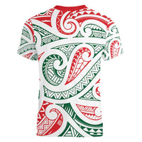 New Zealand Kowhaiwhai Christmas Women V-Neck T-Shirt Traditional Maori Koru Pattern - Polynesian Pride
