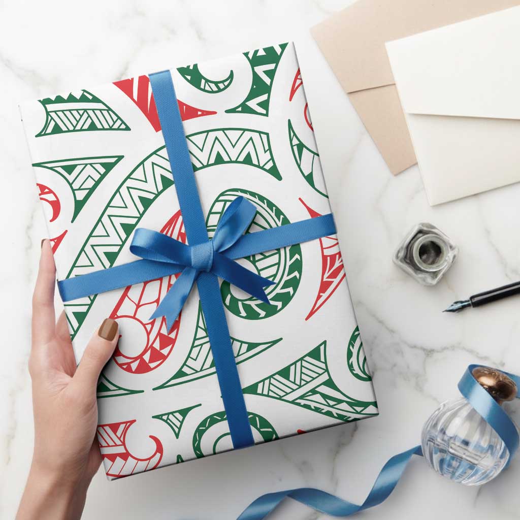 New Zealand Kowhaiwhai Christmas Wrapping Paper Traditional Maori Koru Pattern - Polynesian Pride