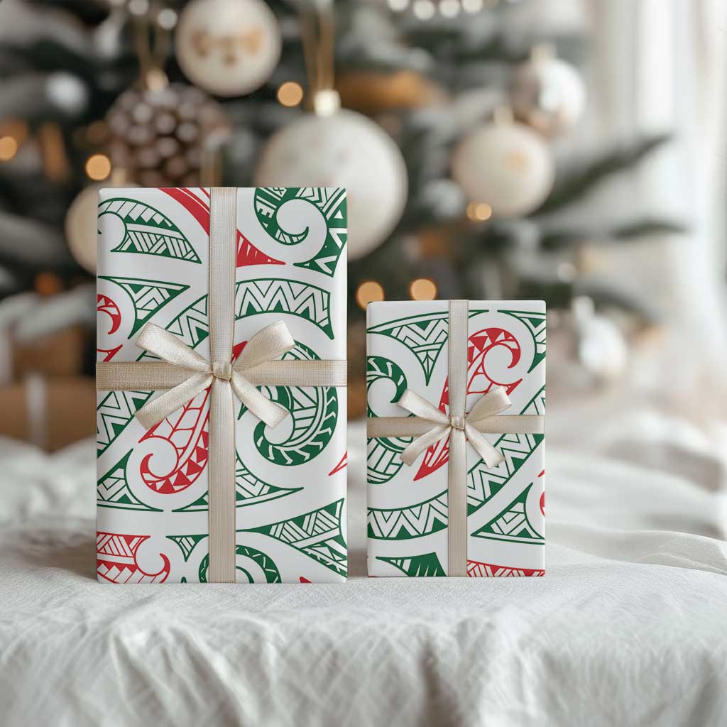 New Zealand Kowhaiwhai Christmas Wrapping Paper Traditional Maori Koru Pattern - Polynesian Pride