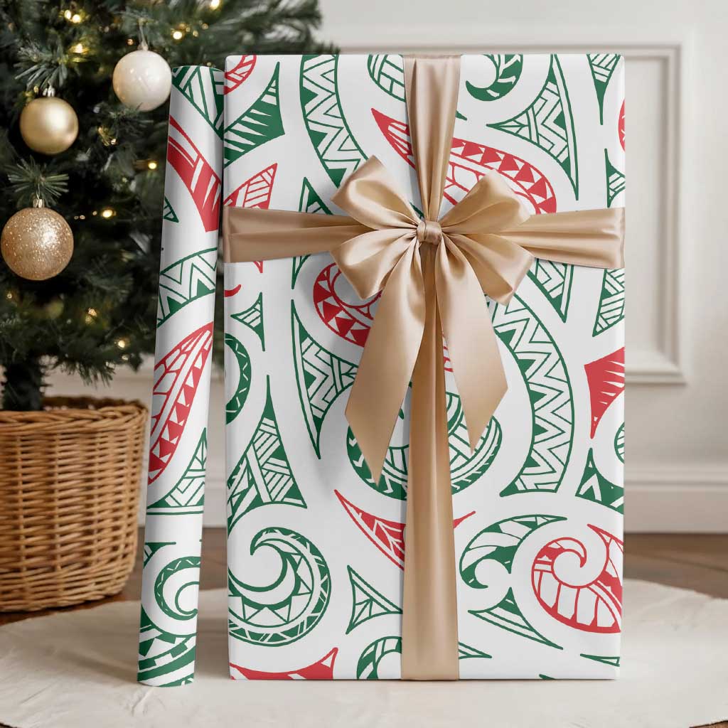 New Zealand Kowhaiwhai Christmas Wrapping Paper Traditional Maori Koru Pattern - Polynesian Pride