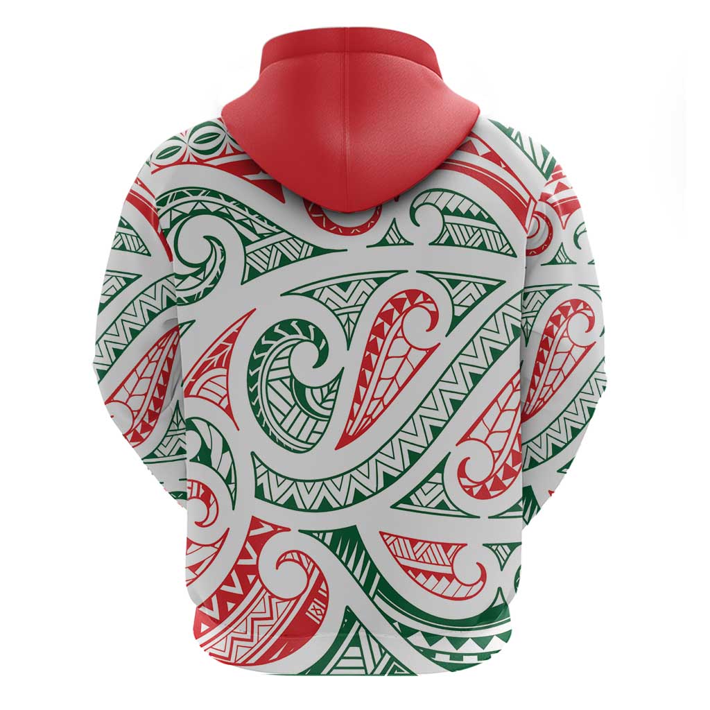New Zealand Kowhaiwhai Christmas Zip Hoodie Traditional Maori Koru Pattern - Polynesian Pride