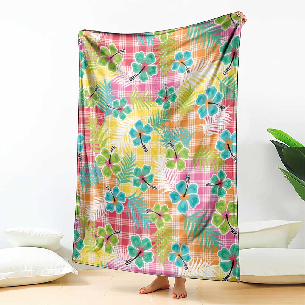 Hawaiian Palaka Blanket Hibiscus Palm Leaf Pattern - Polynesian Pride