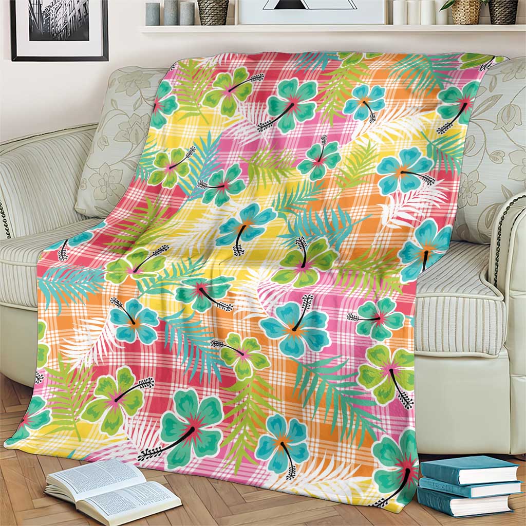 Hawaiian Palaka Blanket Hibiscus Palm Leaf Pattern - Polynesian Pride