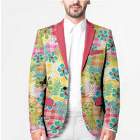 Hawaiian Palaka Blazer Hibiscus Palm Leaf Pattern - Polynesian Pride