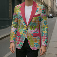 Hawaiian Palaka Blazer Hibiscus Palm Leaf Pattern - Polynesian Pride