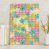 Hawaiian Palaka Canvas Wall Art Hibiscus Palm Leaf Pattern - Polynesian Pride