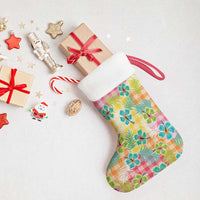 Hawaiian Palaka Christmas Stocking Hibiscus Palm Leaf Pattern - Polynesian Pride