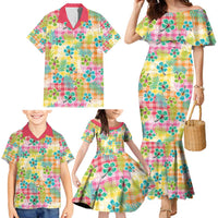 Hawaiian Palaka Family Matching Mermaid Dress and Hawaiian Shirt Hibiscus Palm Leaf Pattern - Polynesian Pride