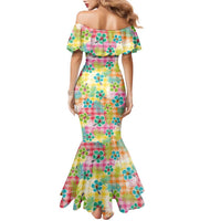 Hawaiian Palaka Family Matching Mermaid Dress and Hawaiian Shirt Hibiscus Palm Leaf Pattern - Polynesian Pride