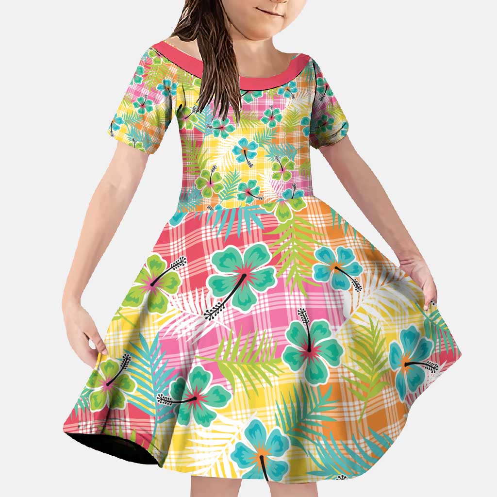 Hawaiian Palaka Family Matching Off Shoulder Maxi Dress and Hawaiian Shirt Hibiscus Palm Leaf Pattern - Polynesian Pride