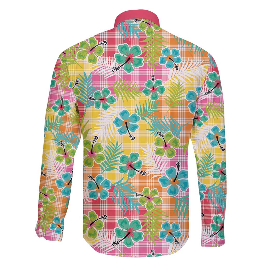 Hawaiian Palaka Family Matching Off Shoulder Short Dress and Hawaiian Shirt Hibiscus Palm Leaf Pattern - Polynesian Pride