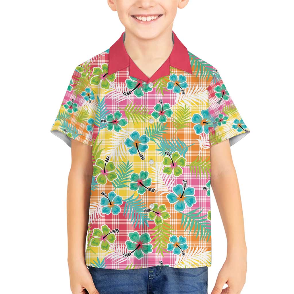 Hawaiian Palaka Family Matching Puletasi and Hawaiian Shirt Hibiscus Palm Leaf Pattern - Polynesian Pride
