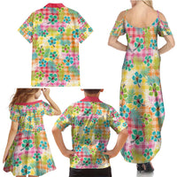 Hawaiian Palaka Family Matching Summer Maxi Dress and Hawaiian Shirt Hibiscus Palm Leaf Pattern - Polynesian Pride