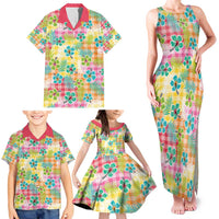 Hawaiian Palaka Family Matching Tank Maxi Dress and Hawaiian Shirt Hibiscus Palm Leaf Pattern - Polynesian Pride