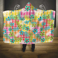 Hawaiian Palaka Hooded Blanket Hibiscus Palm Leaf Pattern - Polynesian Pride