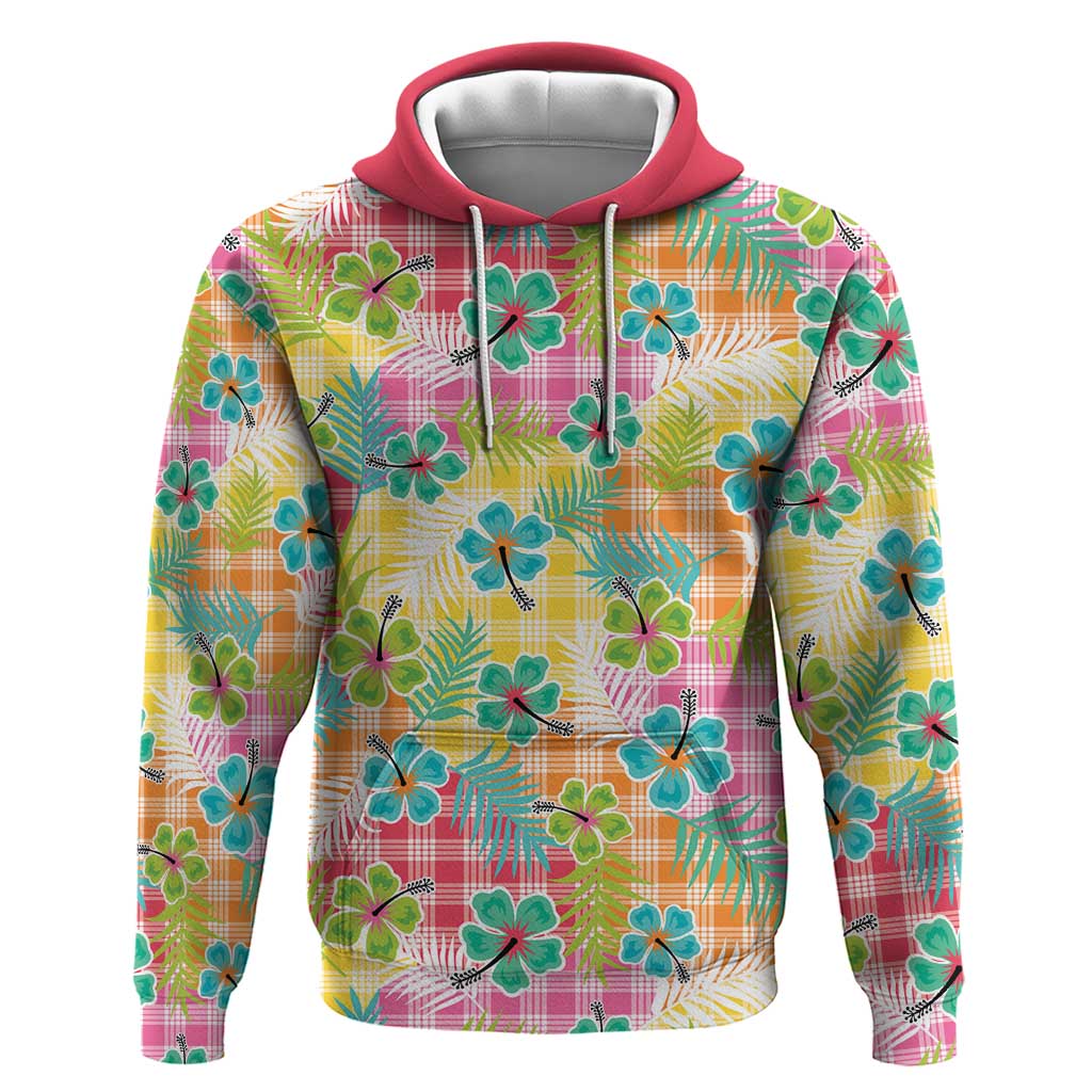 Hawaiian Palaka Hoodie Hibiscus Palm Leaf Pattern - Polynesian Pride