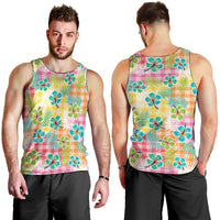 Hawaiian Palaka Men Tank Top Hibiscus Palm Leaf Pattern - Polynesian Pride
