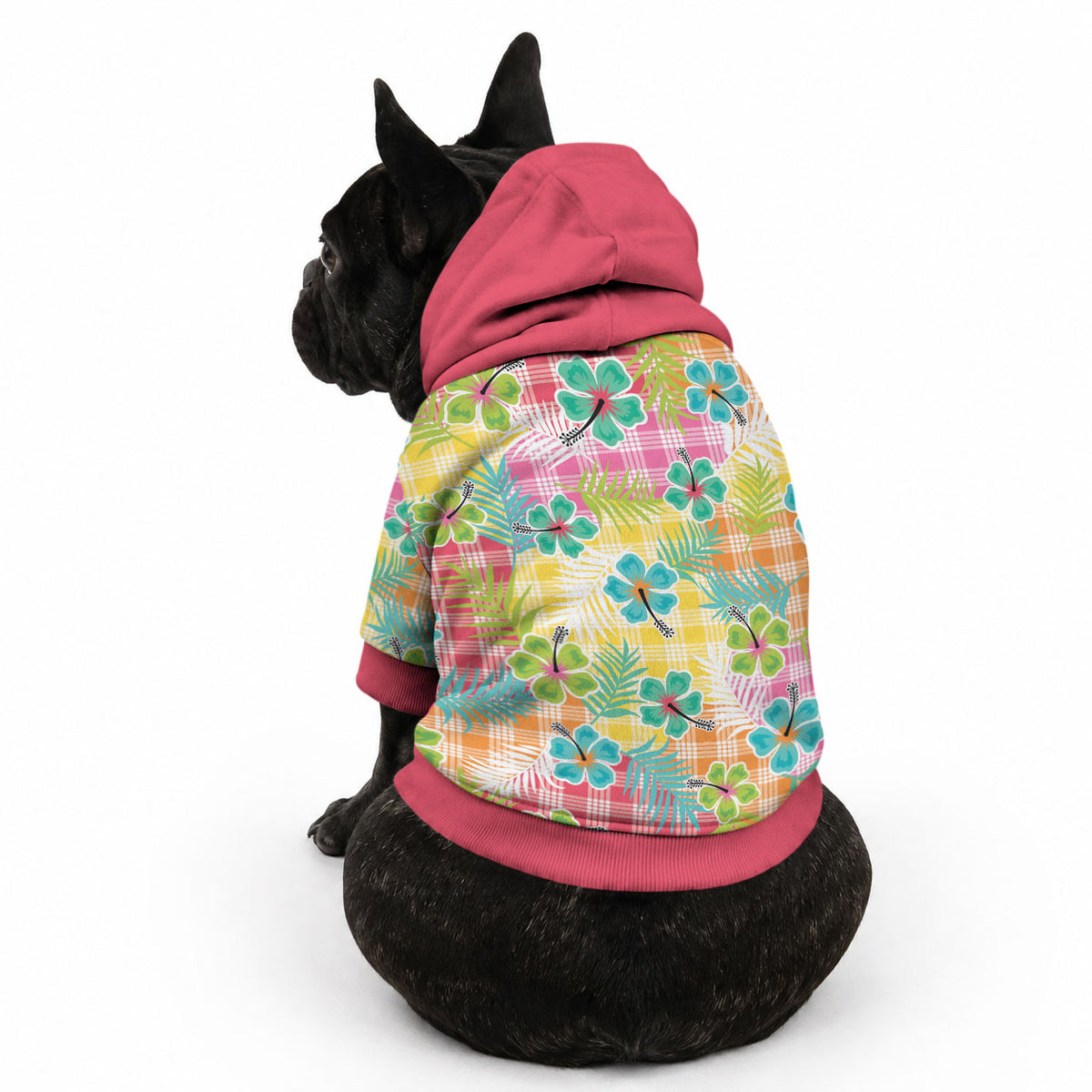 Hawaiian Palaka Pet Hoodie Hibiscus Palm Leaf Pattern LT9 - Polynesian Pride