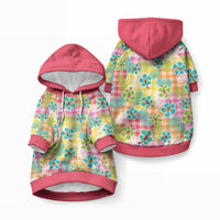 Hawaiian Palaka Pet Hoodie Hibiscus Palm Leaf Pattern LT9 Pullover Yellow - Polynesian Pride