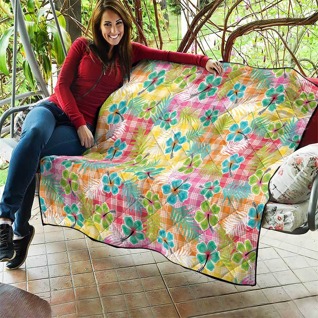 Hawaiian Palaka Quilt Hibiscus Palm Leaf Pattern - Polynesian Pride