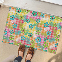 Hawaiian Palaka Rubber Doormat Hibiscus Palm Leaf Pattern - Polynesian Pride