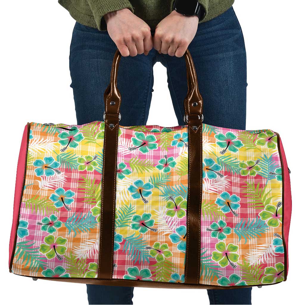 Hawaiian Palaka Travel Bag Hibiscus Palm Leaf Pattern - Polynesian Pride