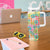 Hawaiian Palaka Tumbler With Handle Hibiscus Palm Leaf Pattern - Polynesian Pride