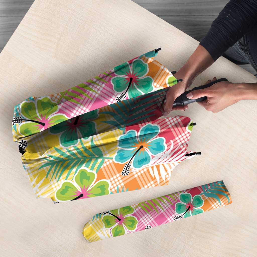 Hawaiian Palaka Umbrella Hibiscus Palm Leaf Pattern - Polynesian Pride